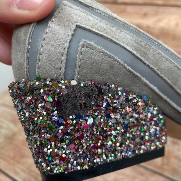 Sequins multicolor leather heels gray suede - Picture 6 of 13